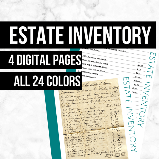 Estate Inventory: Printable Genealogy Forms (Digital Download)