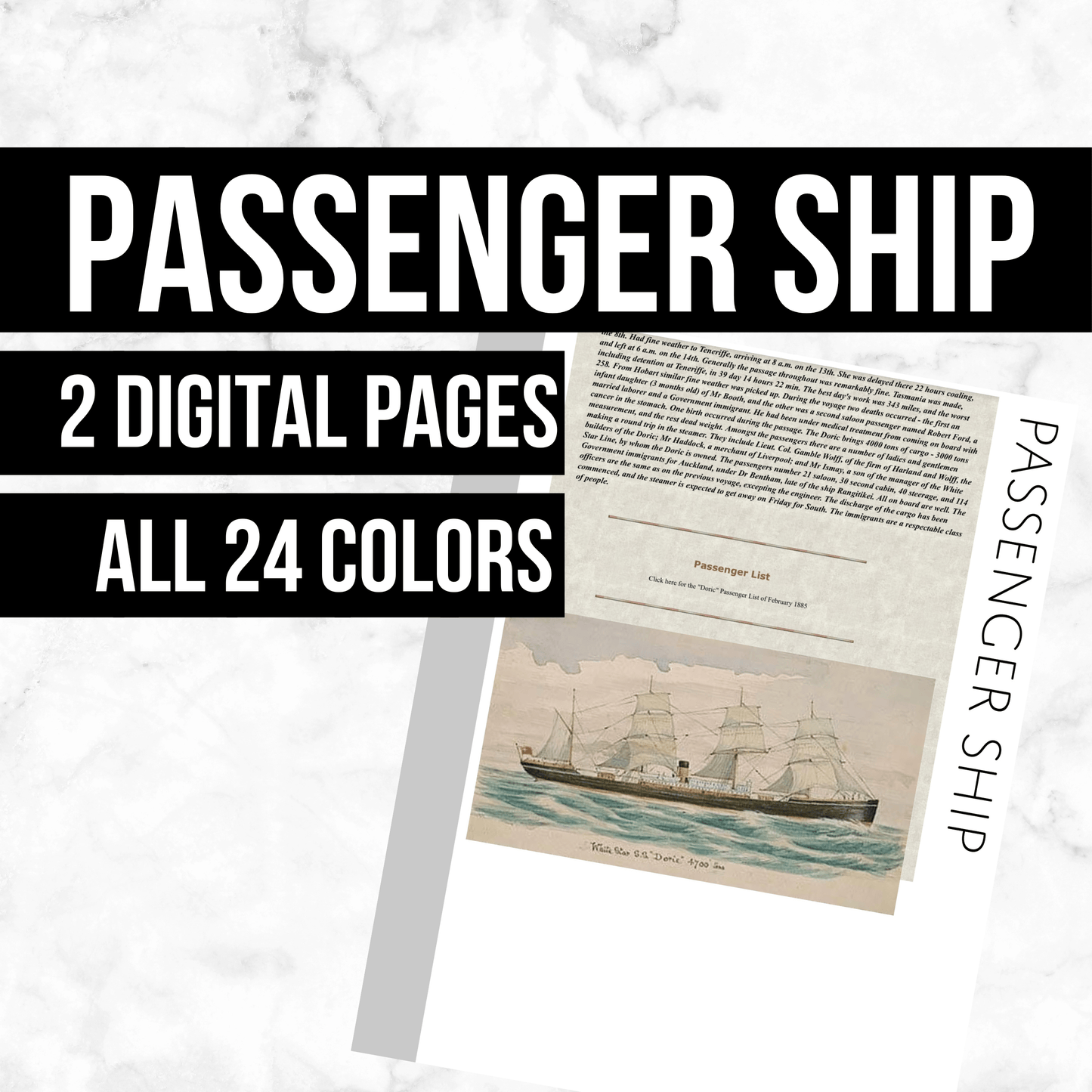 Passenger Ship: Printable Genealogy Page (Digital Download)