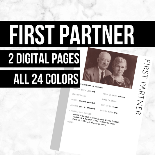 First Partner: Printable Genealogy Page (Digital Download)