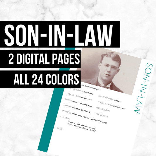 Son-in-Law: Printable Genealogy Form (Digital Download)