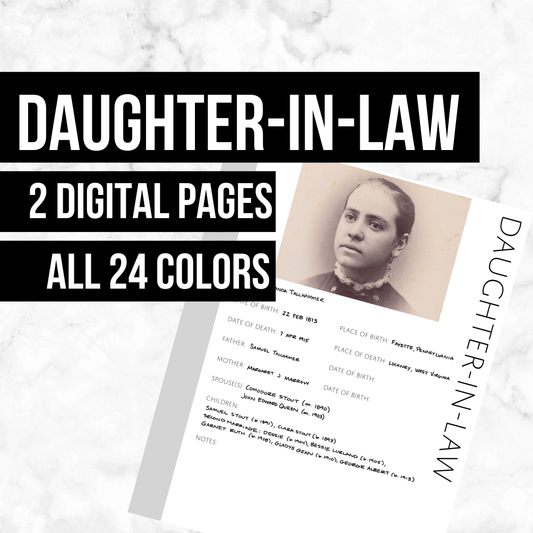 Daughter-in-Law: Printable Genealogy Form (Digital Download)