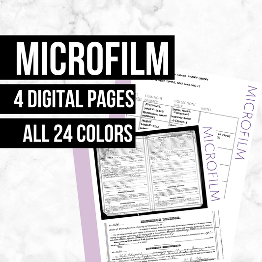 Microfilm Bundle: Printable Genealogy Forms (Digital Download)