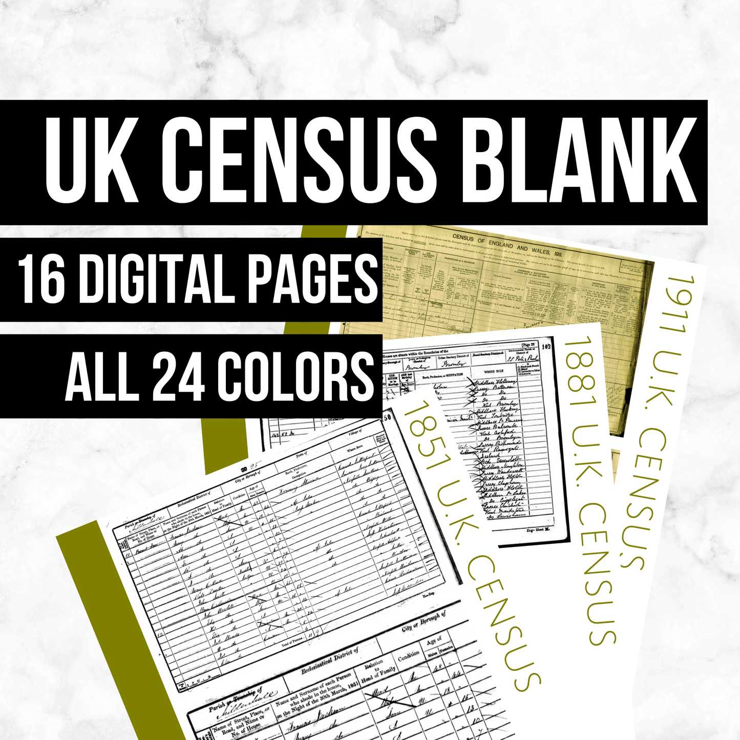 Blank UK Census Pages: Printable Genealogy Form (Digital Download)