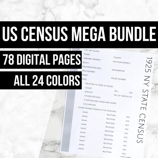 US Census Mega Bundle: Printable Genealogy Forms (Digital Download)