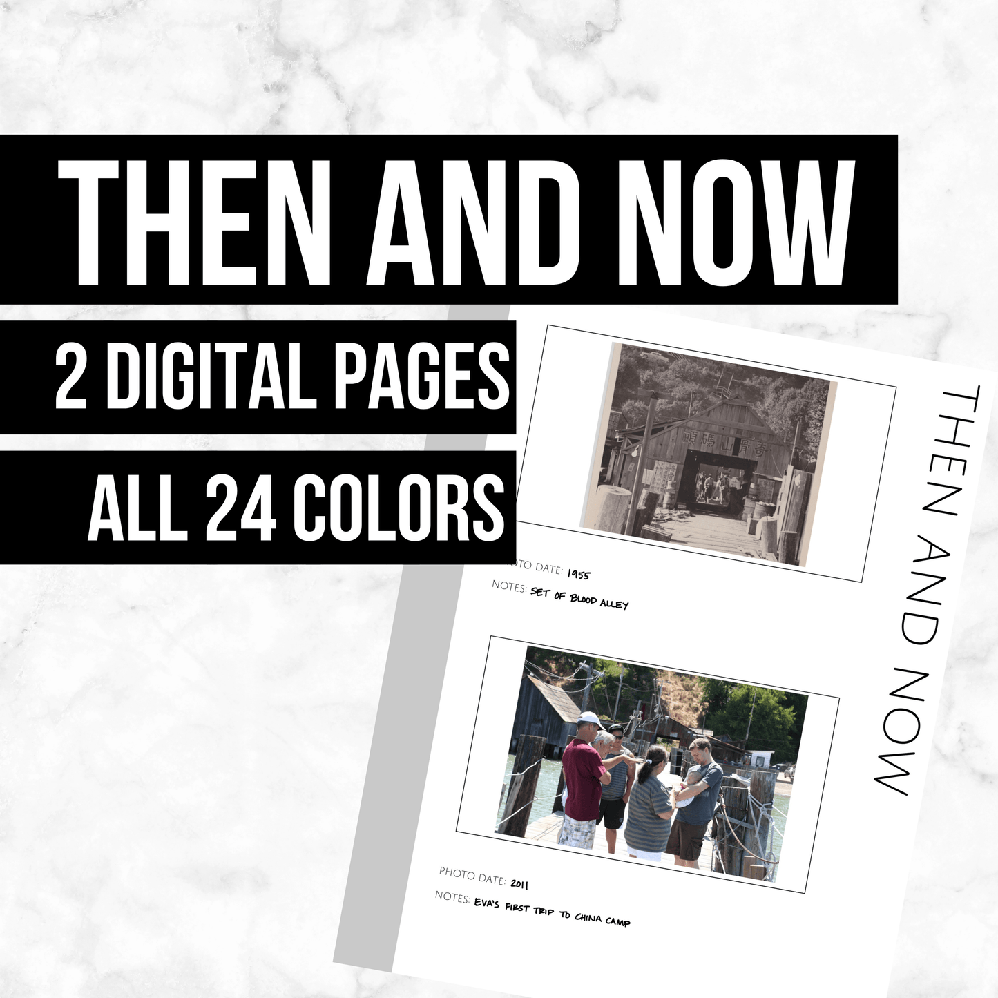 Then and Now Page: Printable Genealogy Form (Digital Download)