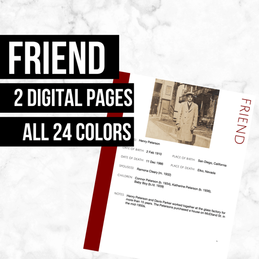 Friend: Printable Genealogy Form (Digital Download)