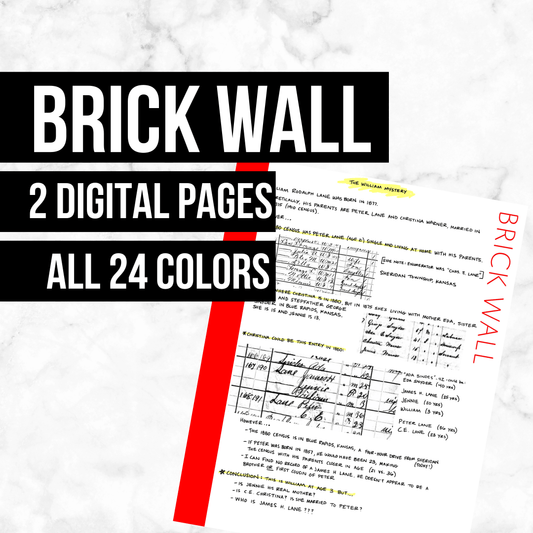Brick Wall Page: Printable Genealogy Form (Digital Download)
