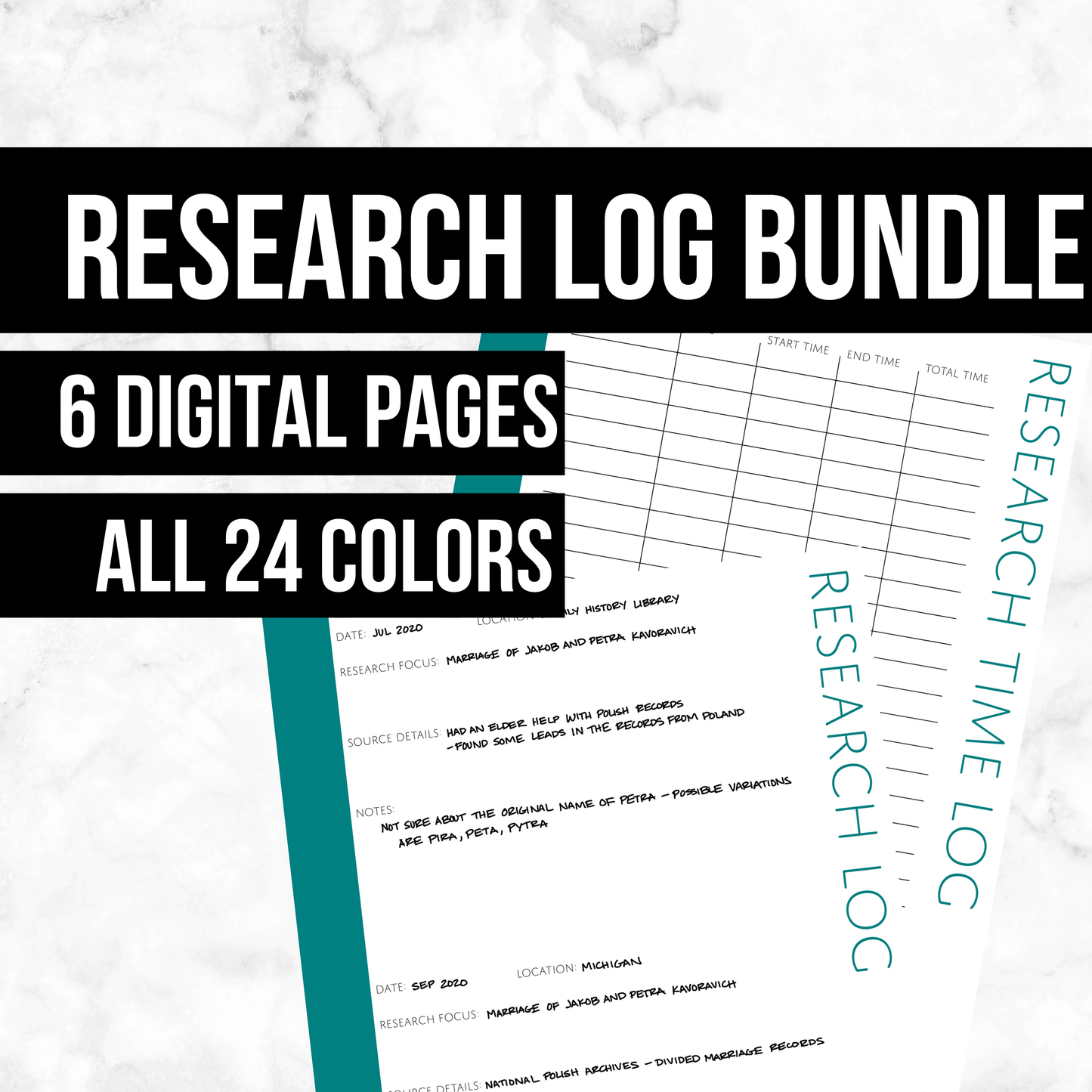 Research Log Bundle: Printable Genealogy Forms (Digital Download)