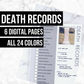 Death Records: Printable Genealogy Form for Family History Binder (Digital Download)