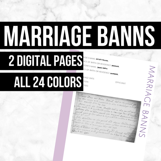 Marriage Banns: Printable Genealogy Form (Digital Download)