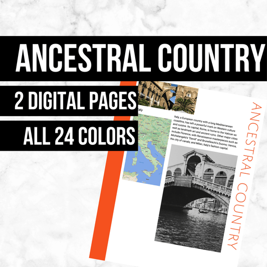 Ancestral Country Page: Printable Genealogy Form (Digital Download)