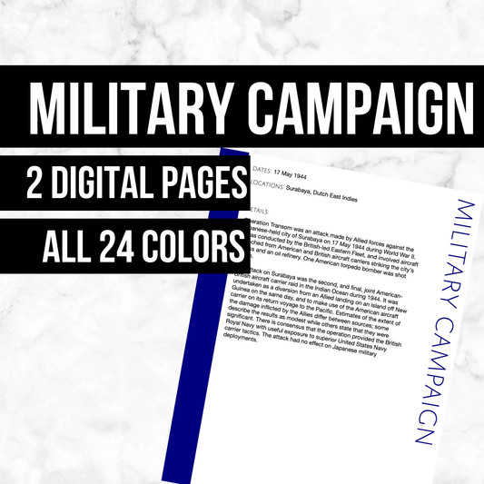 Military Campaign: Printable Genealogy Form (Digital Download)