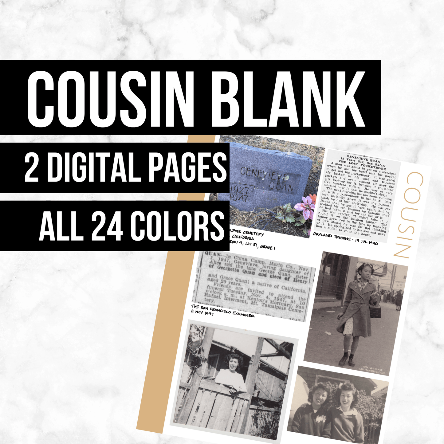 Cousin Blank Page: Printable Genealogy Forms (Digital Download)