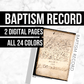 Baptism Record Page: Printable Genealogy Form (Digital Download)