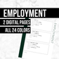 Employment: Printable Genealogy Page (Digital Download)