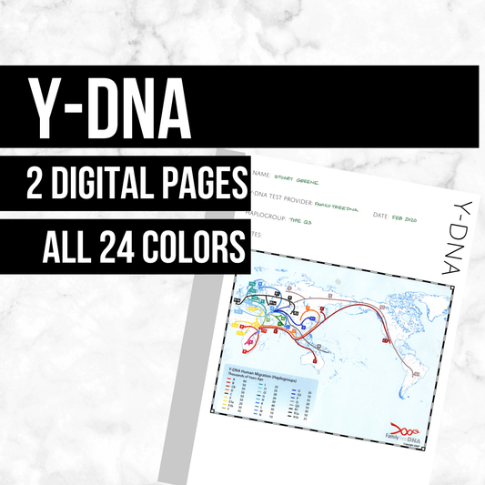Y-DNA Printable Genealogy Form (Digital Download)