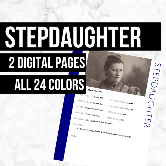 Stepdaughter: Printable Genealogy Form (Digital Download)