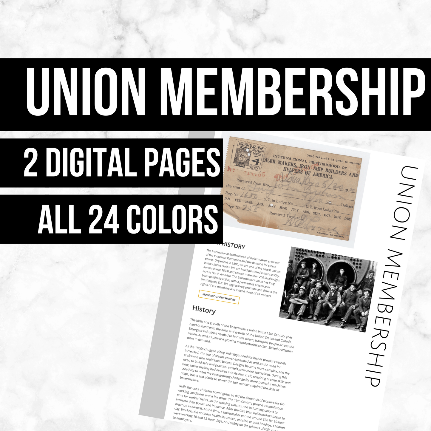 Union Membership: Printable Genealogy Page (Digital Download)