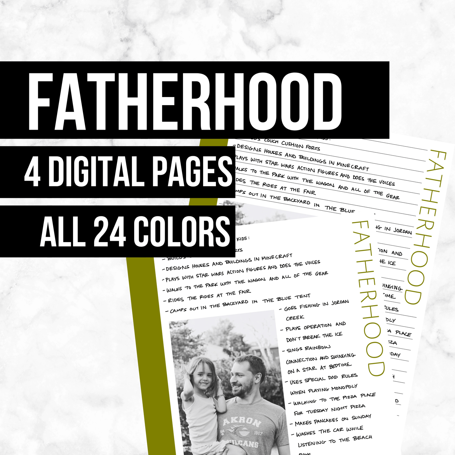 Fatherhood Pages: Printable Genealogy Form (Digital Download)