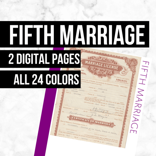 Fifth Marriage: Printable Genealogy Form (Digital Download)