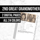 2nd Great-Grandmother: Printable Genealogy Page (Digital Download)