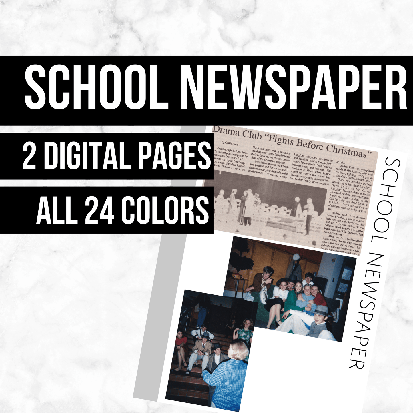 School Newspaper: Printable Genealogy Page (Digital Download)