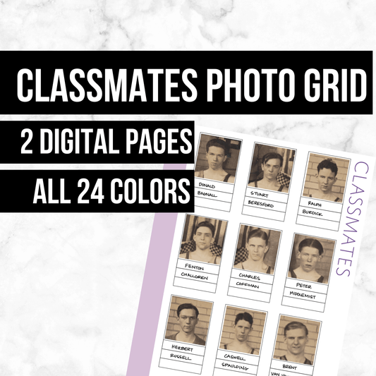 Classmates Photo Grid Page: Printable Genealogy Form (Digital Download)