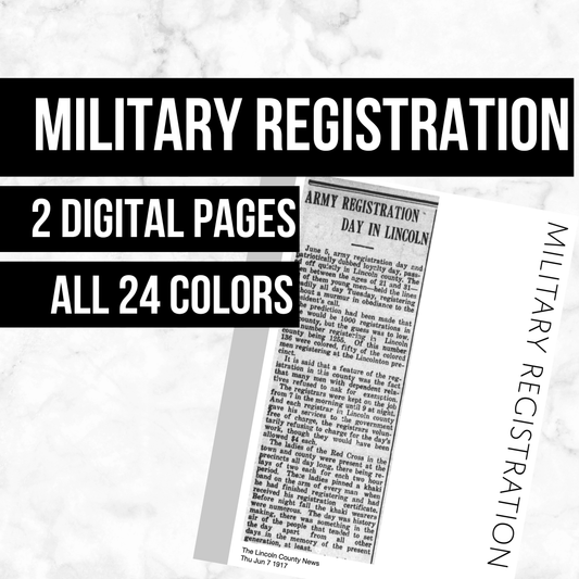 Military Registration: Printable Genealogy Form (Digital Download)