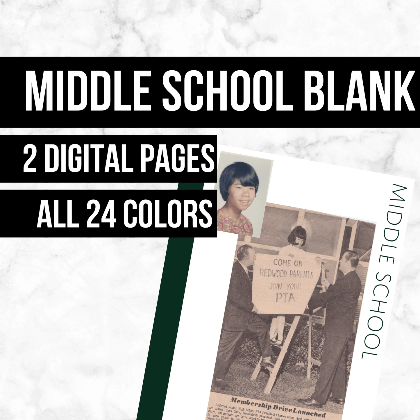 Middle School Blank: Printable Genealogy Page (Digital Download)