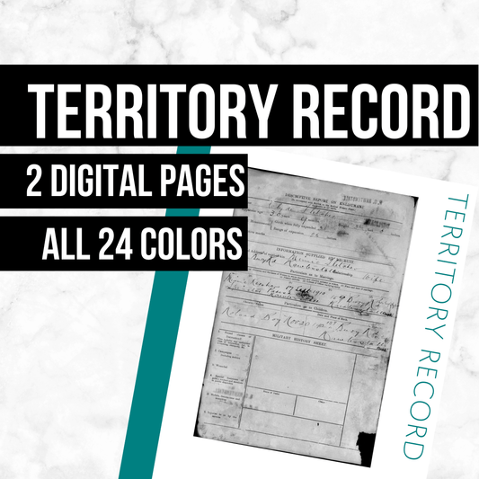 Territory Record Page: Printable Genealogy Form (Digital Download)