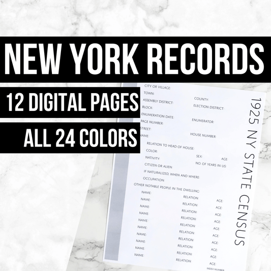 New York Records Bundle: Printable Genealogy Form (Digital Download)