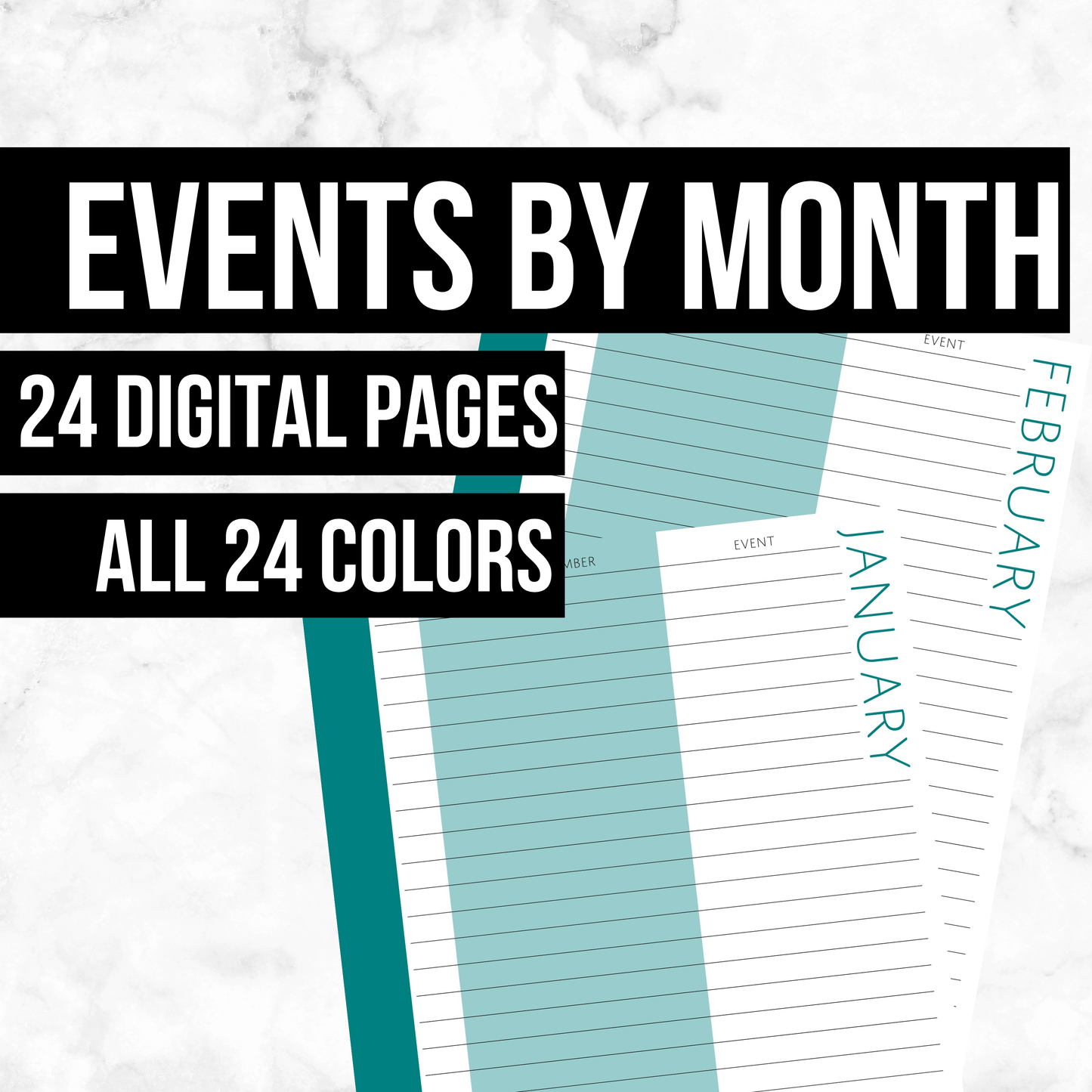 Events by Month: Printable Genealogy Forms (Digital Download)