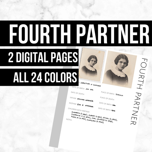 Fourth Partner: Printable Genealogy Page (Digital Download)