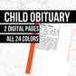 Child Obituary Page: Printable Genealogy Form (Digital Download)