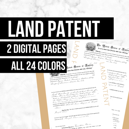 Land Patent Page: Printable Genealogy Form (Digital Download)