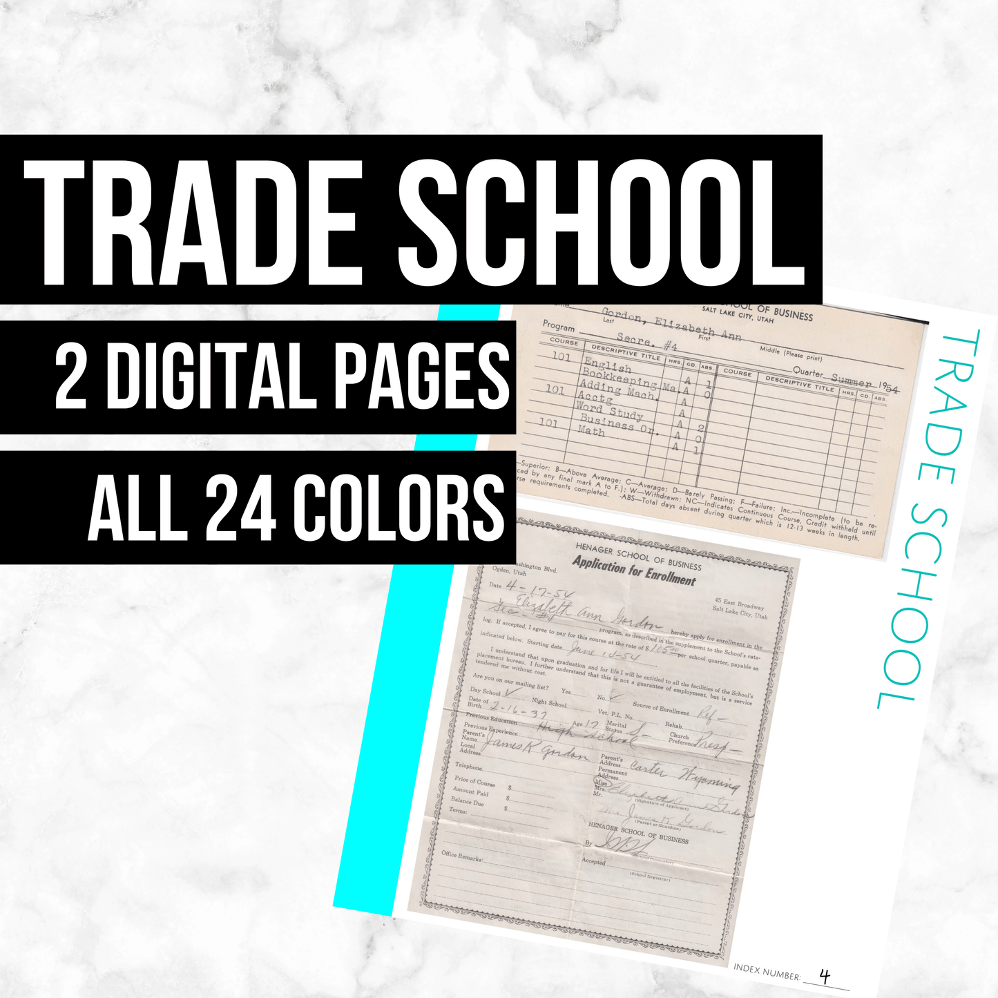 Trade School: Printable Genealogy Page (Digital Download)