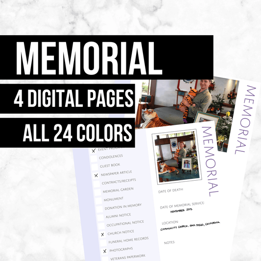 Memorial Pages: Printable Genealogy Form (Digital Download)