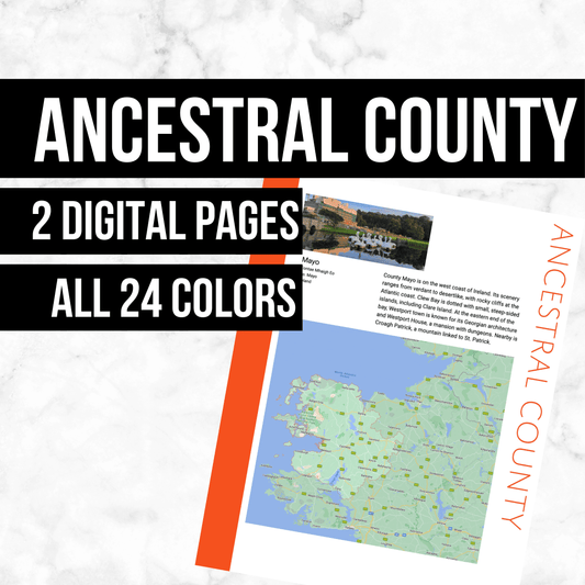 Ancestral County Page: Printable Genealogy Form (Digital Download)