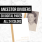 Ancestor Dividers: Printable Genealogy Forms (Digital Download) - Family Tree Notebooks