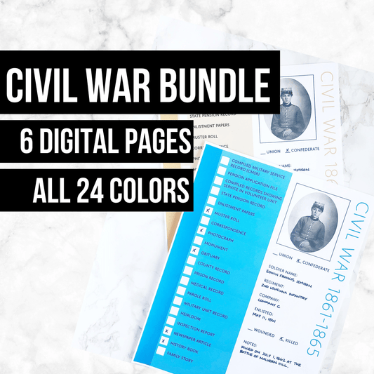 Civil War Pages: Genealogy Forms for Family History (Digital Download)