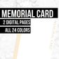 Memorial Card: Printable Genealogy Forms (Digital Download)