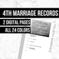 4th Marriage Records Page: Printable Genealogy Form (Digital Download)