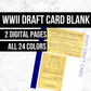 WWII Draft Card (Blank): Printable Ancestry Form for Genealogy (Digital Download)