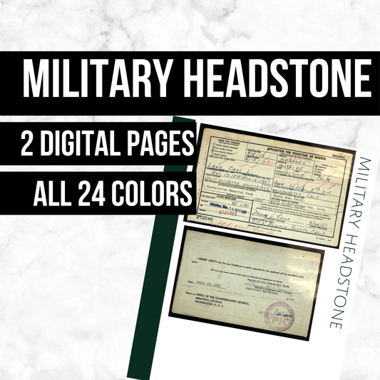 Military Headstone: Printable Genealogy Form (Digital Download)