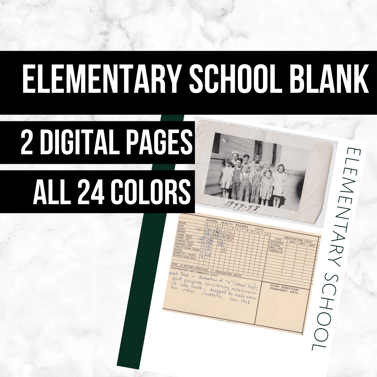 Elementary School Blank: Printable Genealogy Page (Digital Download)