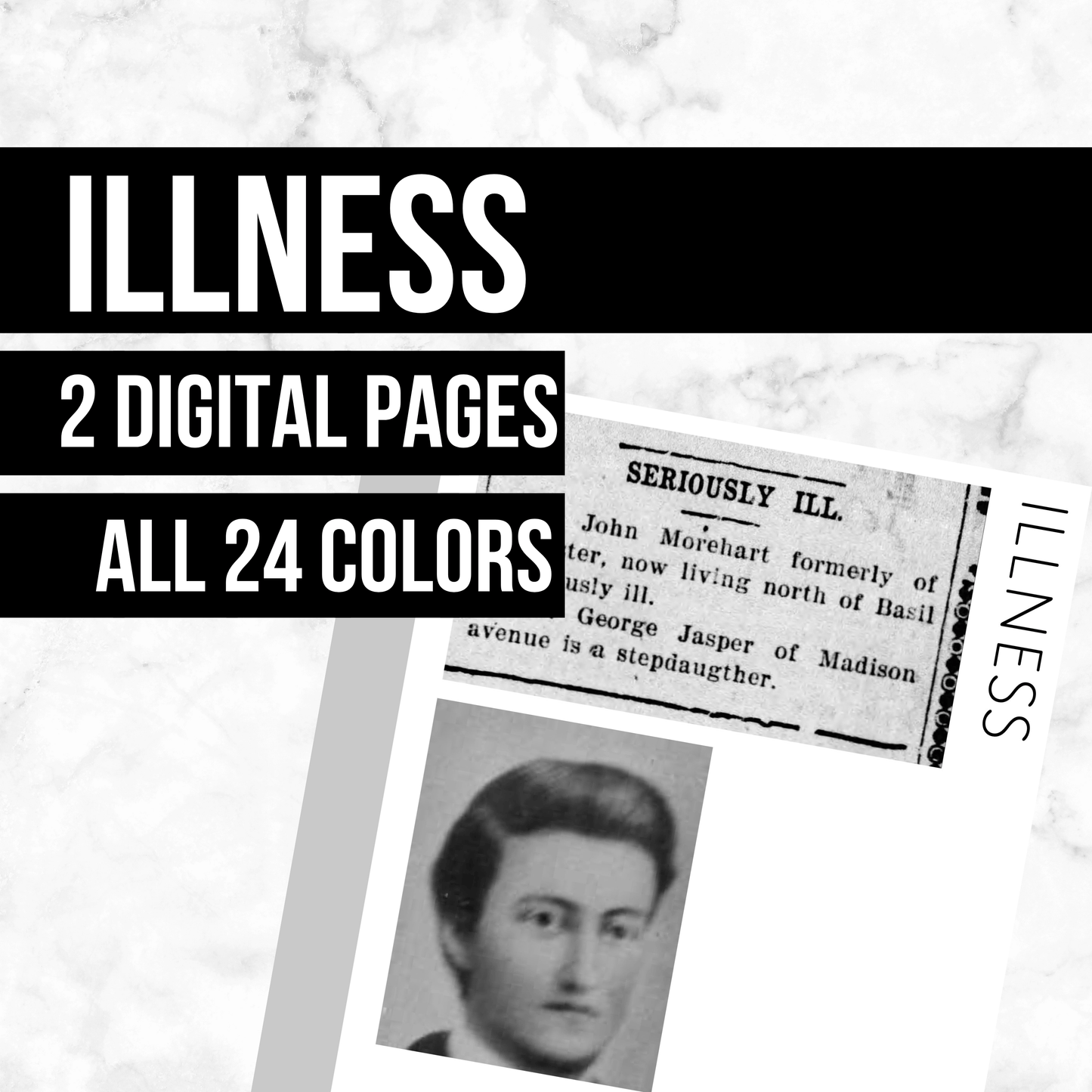 Illness: Printable Genealogy Form (Digital Download)