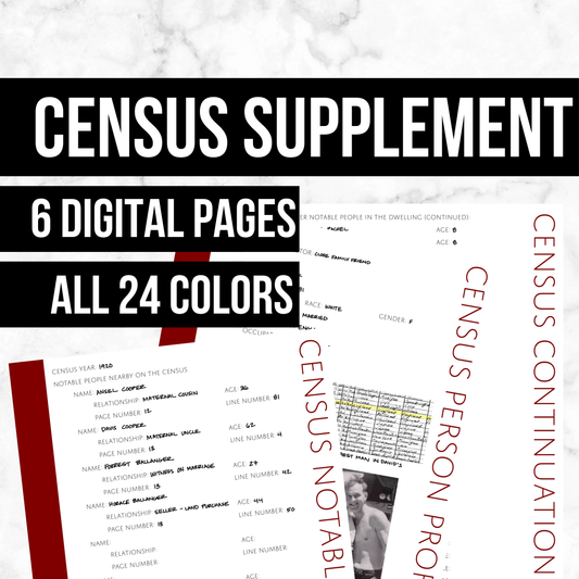 Census Supplement Bundle: Printable Genealogy Form (Digital Download)