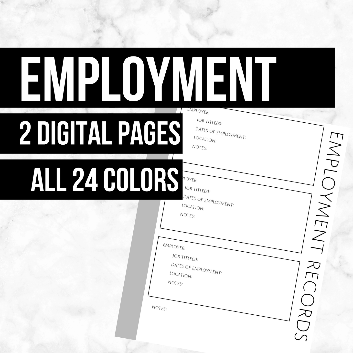 Employment Records: Printable Genealogy Form (Digital Download)
