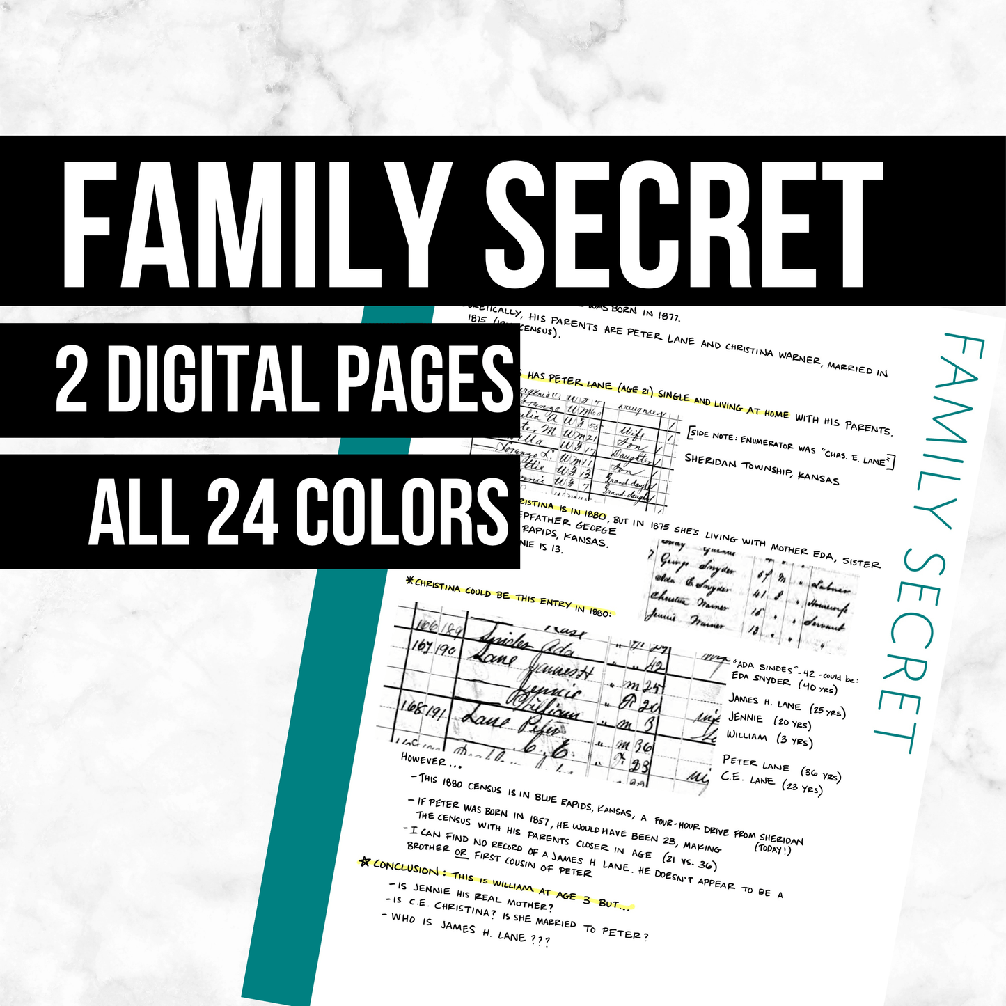 Family Secret: Printable Genealogy Forms (Digital Download)