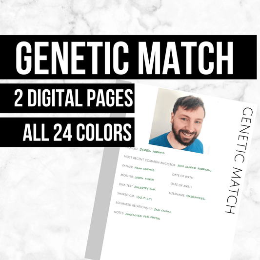 Genetic Match: Printable Genealogy Form (Digital Download)